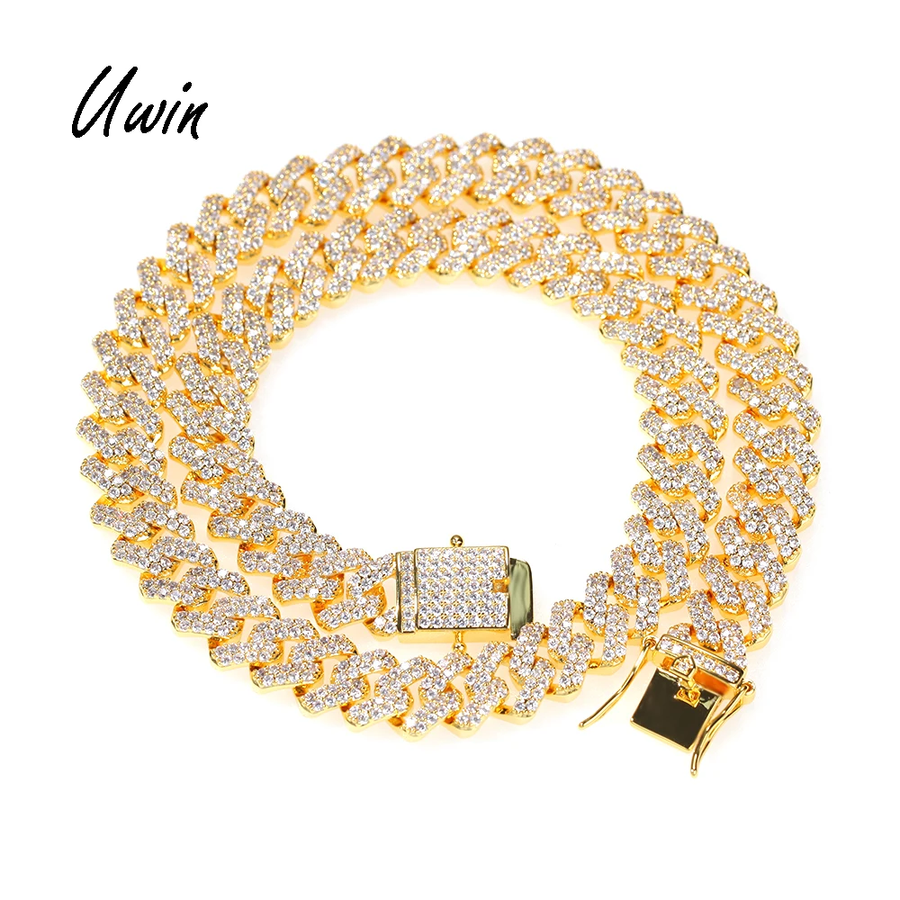

High Quality 12mm CZ Cuban Chain Cubic Zirconia Cuban Link Chain Lead Free Women Men Necklace
