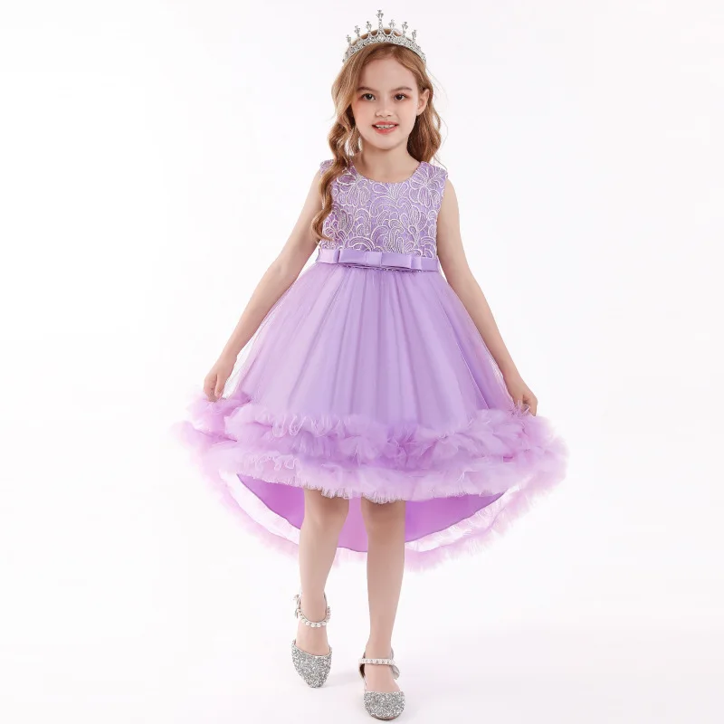 

MQATZ Hot Sale 4-12 Years Old Baby Girl Dress Tailing Flower Kids Wedding Ball Gown, Blue,pink,purple,white,red
