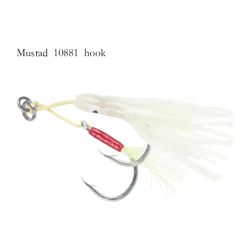 

Mustad 10881 assist Duple Hooks with Kevlar line and strong Stainless steel ring