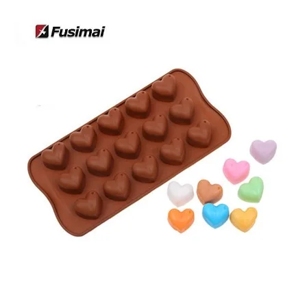 

Fusimai Hot Sale Heart Shaped Silicone Mould Jelly Candy Cake Making Tool 15 Heart-shaped Chocolate Molds