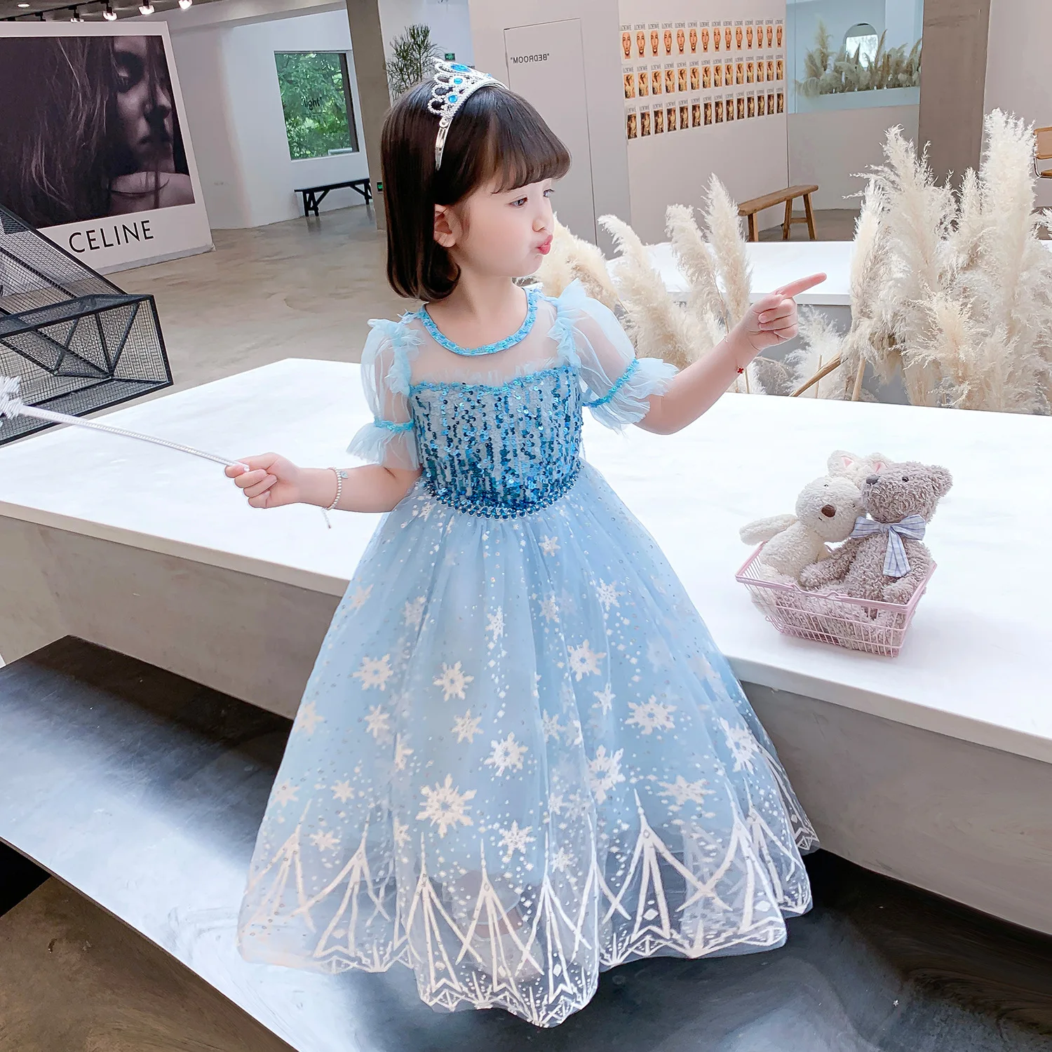 

FSMKTZ Summer TV Movie Role Elsa Anna 2 Girls Princess Costumes Birthday Party Dress For Girls, Green