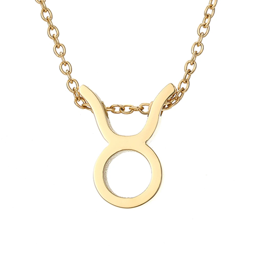 

Popular Luxury Women's Stainless Steel Gold Plated Jewelry Zodiac Pendant Chain Necklace