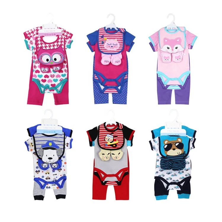 Wholesale 3-12M Baby Wear Newbron Clothes 5in1 Sets Baby Clothes Summer