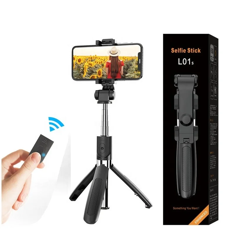 

L01s Portable All in One Mobile Phone Vlog Photo Wieless Remote Selfie Stick Integrated Tripod, Black, white