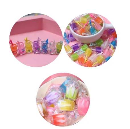 

3D Cartoon Fruit Drink Cup Resin Cabochon Ice Cream Cup Food Decoration Charm Crafts Key Chain Pendant Earrings Accessories