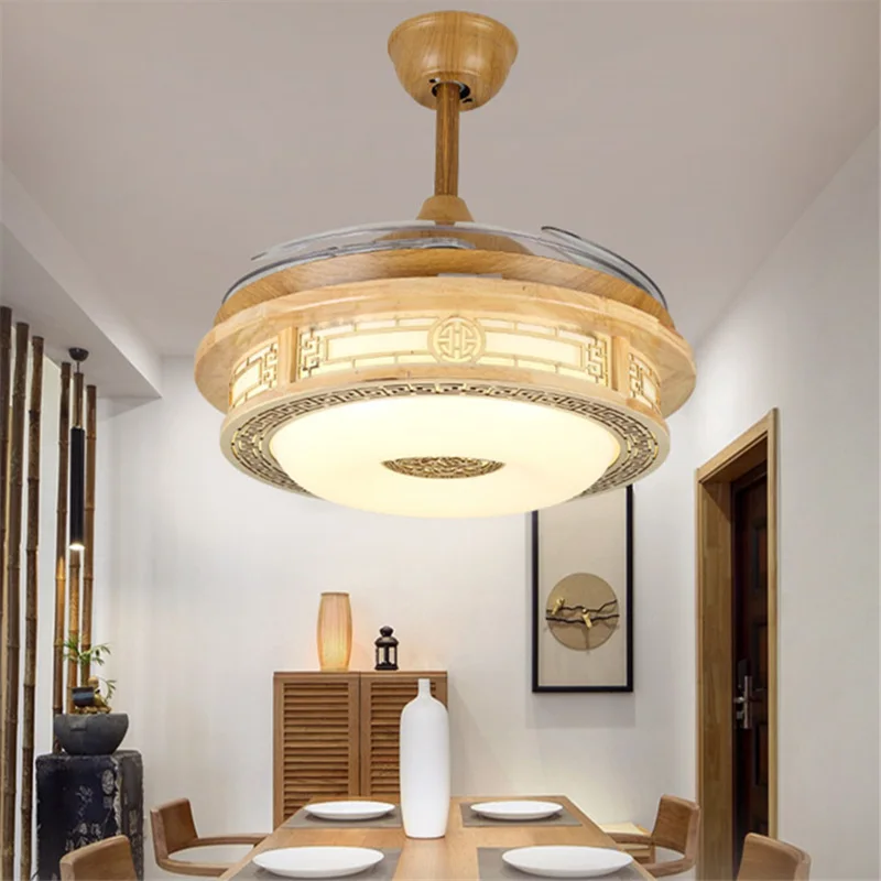 
Chinese Ceiling Fan Lights Modern With Remote Control Invisible Blade For Home Dinning Room Living Room 220V 110V 