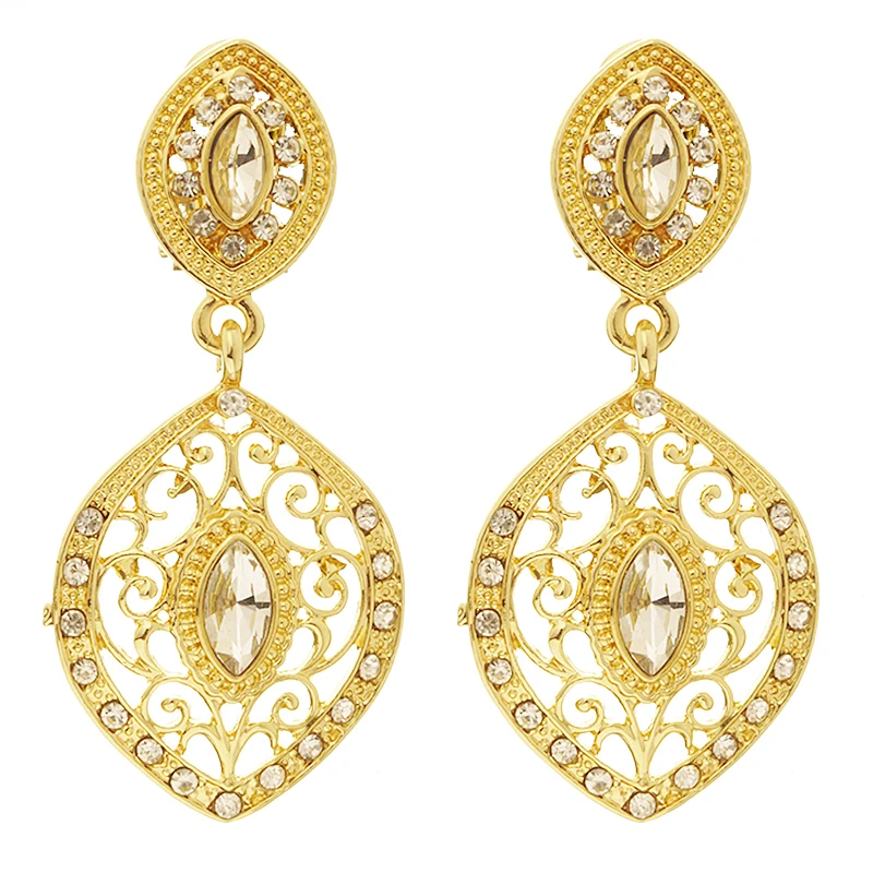 

Arabic pattern hollow rhinestone earrings fashion jewelry jewelry alloy high quality earrings, Gold and silver