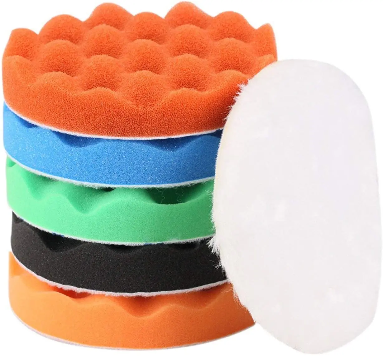 High Quality 6pcs 6"(150mm) Waffle Foam Buffing Pads Polishing Pads