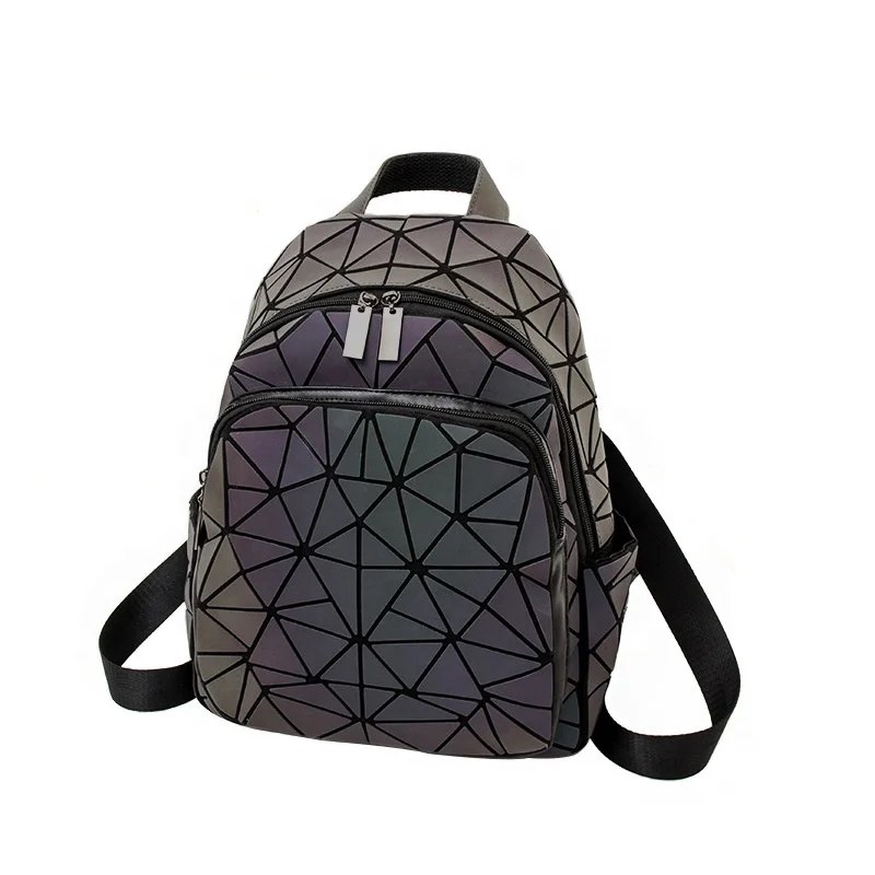

Luminous geometric backpack waterproof backpack for teenage girls fluorescent bags