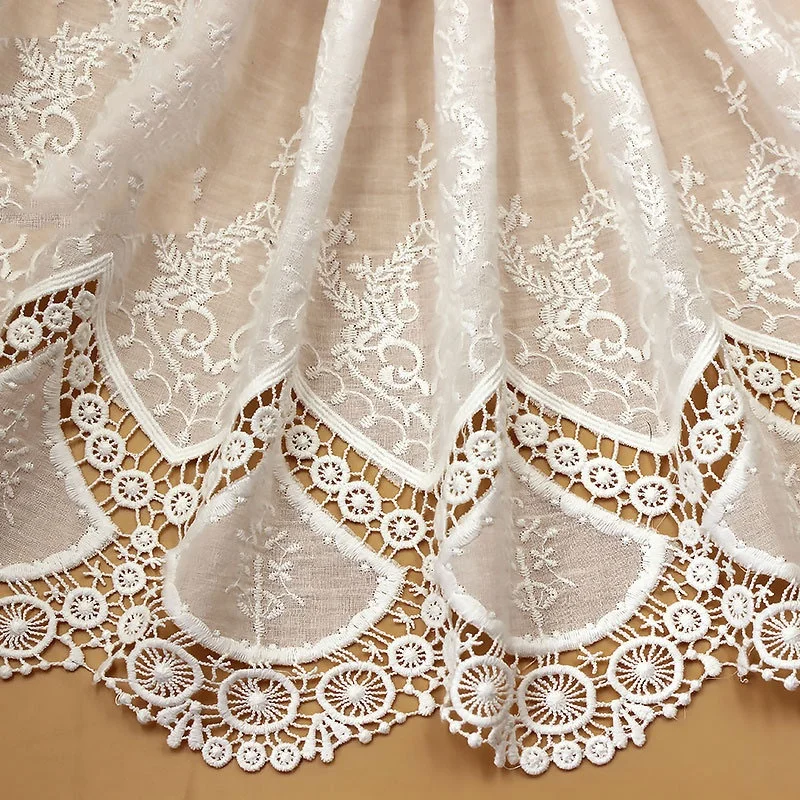 

2021 Wholesale White Shirt Dress Thread Cutwork Embroidery Cotton Fabric