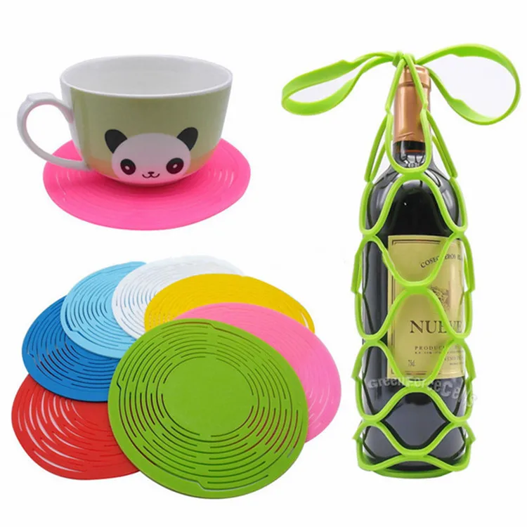 

Colorful Silicone Wine Bottle Bag Tote Basket Carriers Holders, Customized color