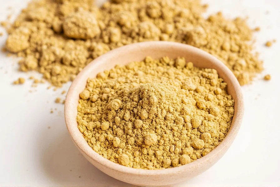 Fresh ginger root next to grated ginger and ginger powder