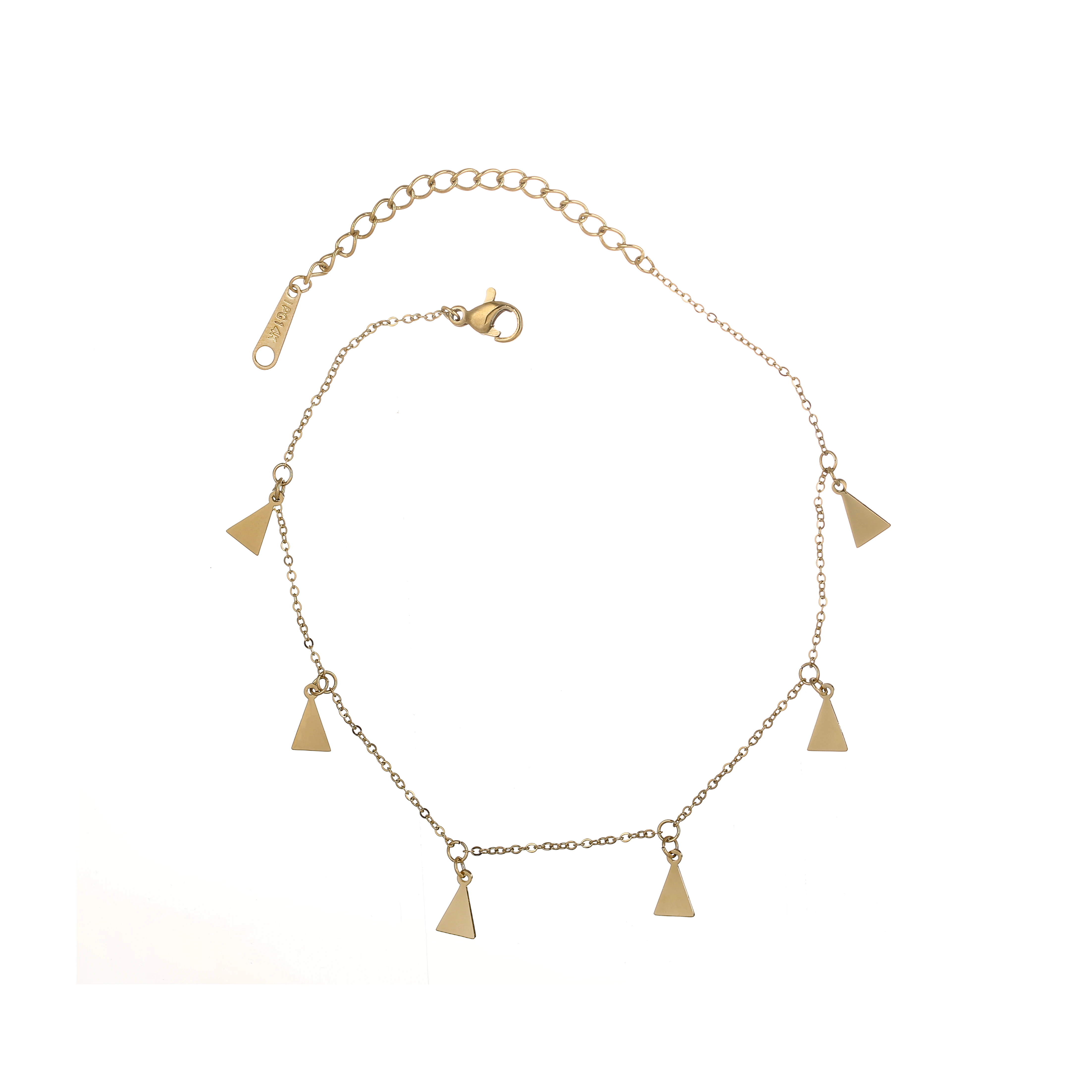 

Hot Selling Stainless Steel Outdoor Activities Jewelry Accessories 14K Gold Plated Triangle Anklet