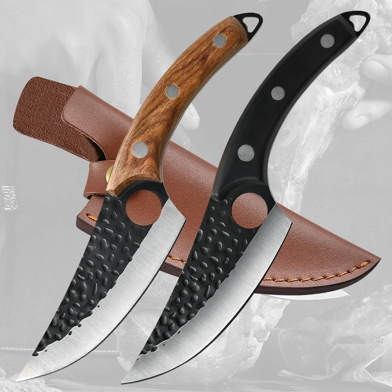 

6 Inch Butcher Boning Chef Knife with Solid Wood Handle Handmade Forged Knife Kitchen Camping Cooking Slaughter Knife