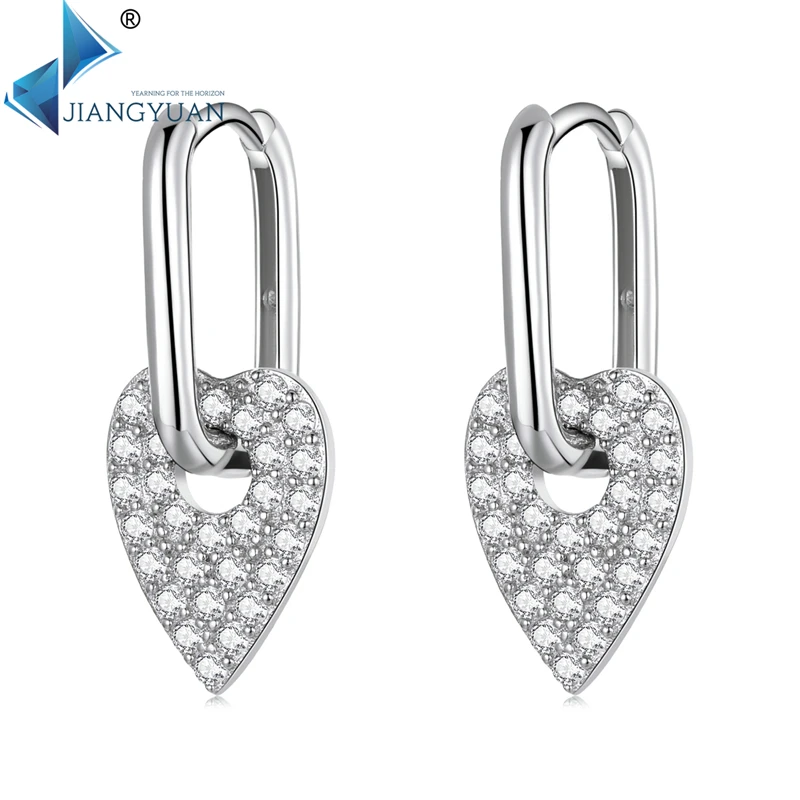 

BSE569 Jiangyuan shiny silver earrings 925 sterling silver heart square ear buckle for women