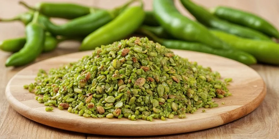 Green peppercorns in a spice bowl