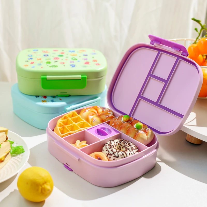Image of Lunch box kids all-in-one stackable bento premium quality bento plastic microwave hot sale everich hot selling school