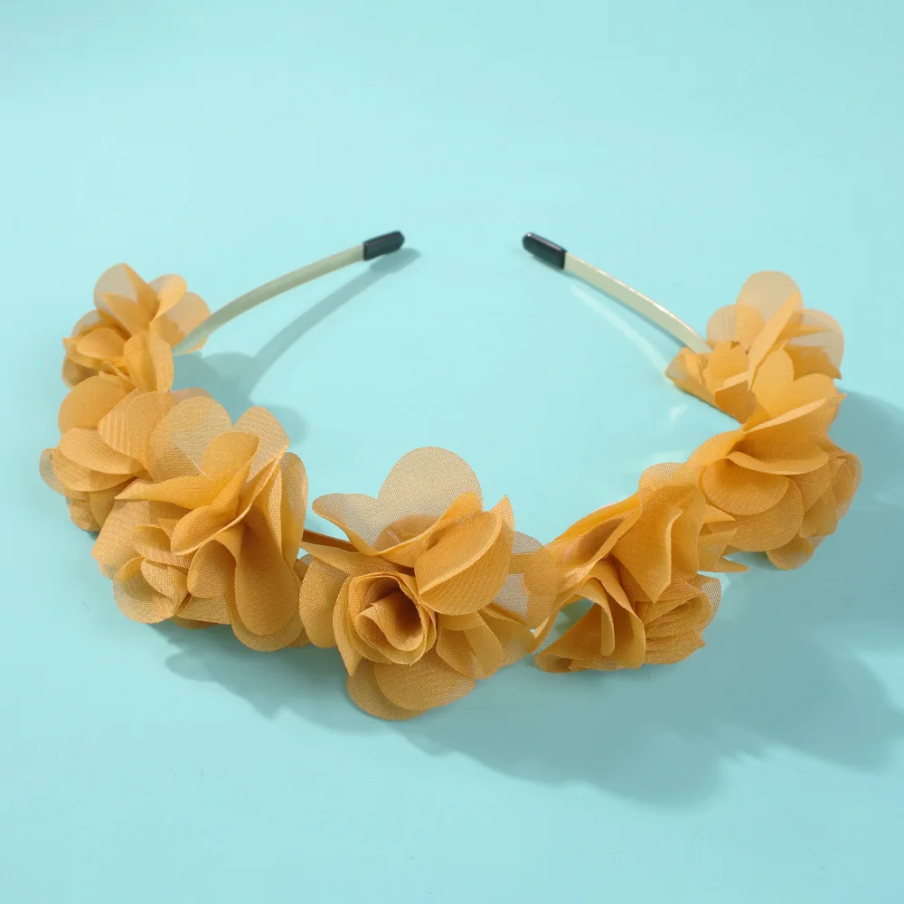 New And Hot Fabric Yellow Flowers Hair Bands For Women Girls Party Hair