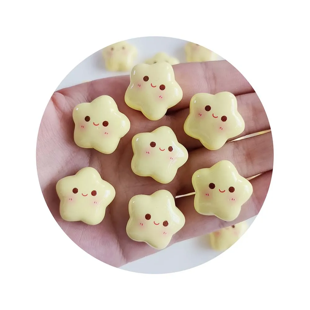 Kawaii Resin Smile Five Star Miniature Cabochon Art Supply DIY Earring Craft Decoration Homemade Gift Phone Deco Parts