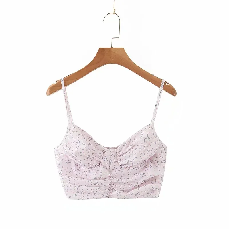 

2020 new arrivals summer styles spaghetti strap women simple floral printed fashion ladies bra top