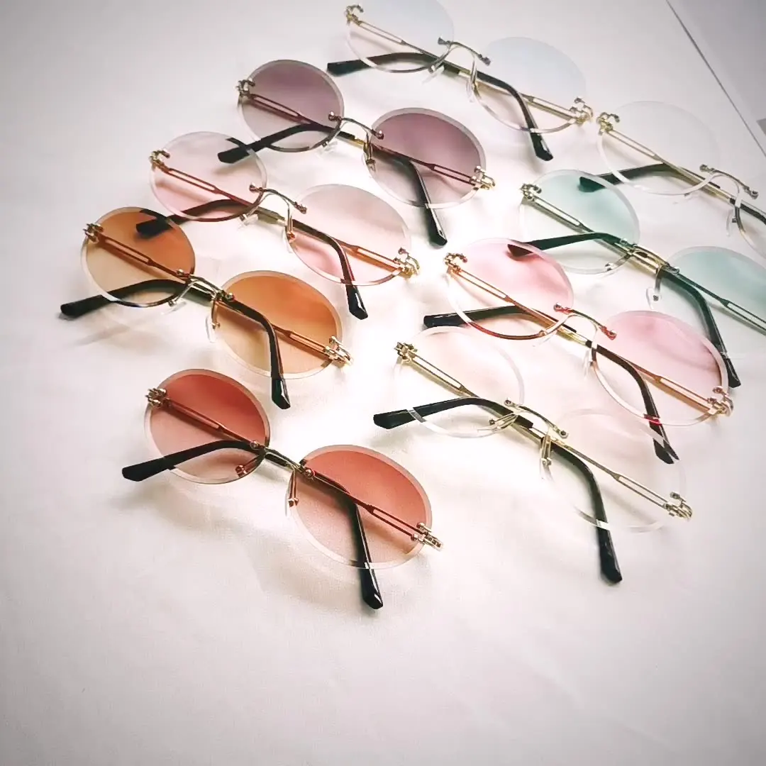 

Lastest Sun Glasses Alloy Rimless Eyeglasses Shades Oval Color Changing Gafas De Sol Women Eyewear Metal Spectacle Frames, Multi
