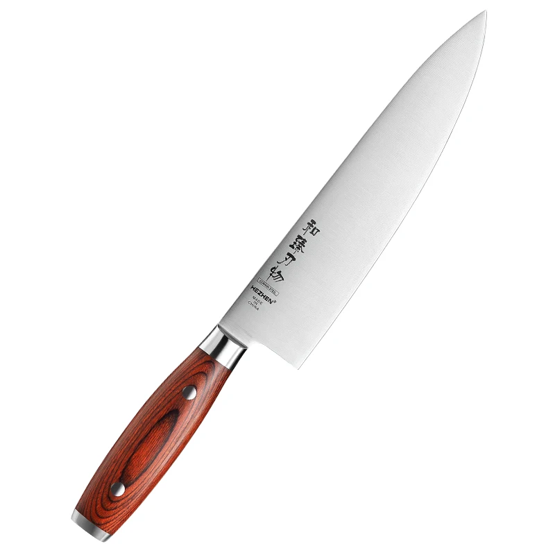 

Xinzuo Super Sharp 8 inch Natural Pakka wooden handle Professional kitchen chef knife German 1.4116 stainless steel