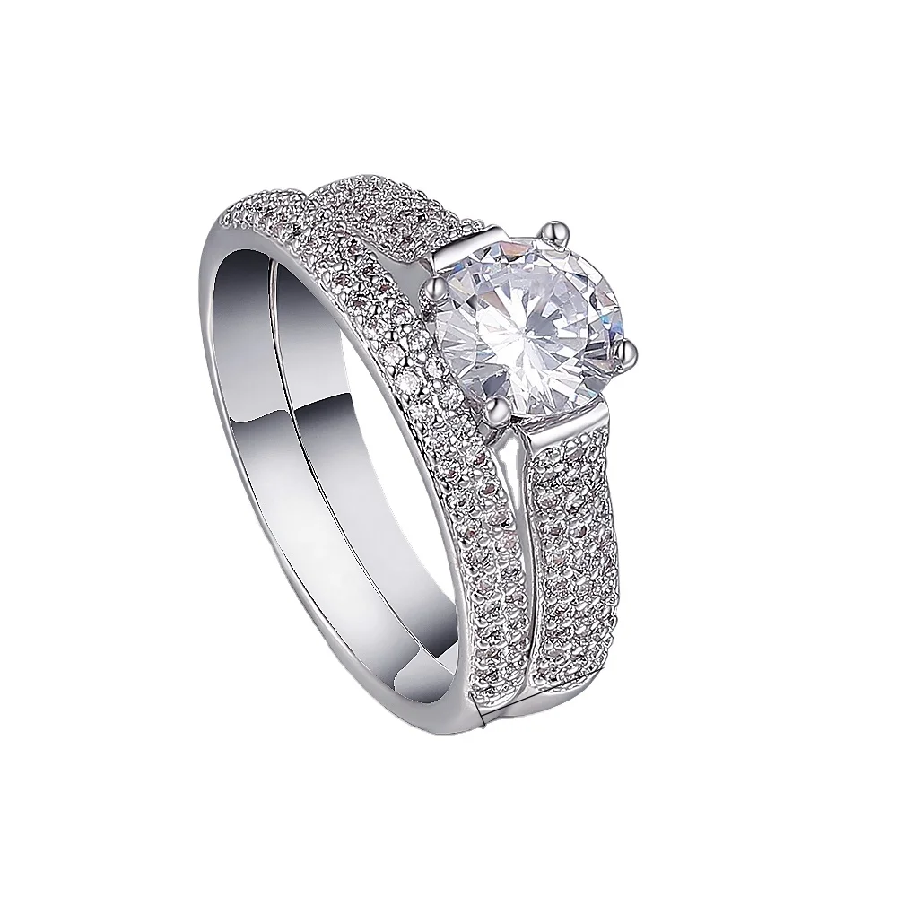 

VANFI Classic Bridal White Gold Diamond Engagement Wedding Ring For Ladies Women, Platinum