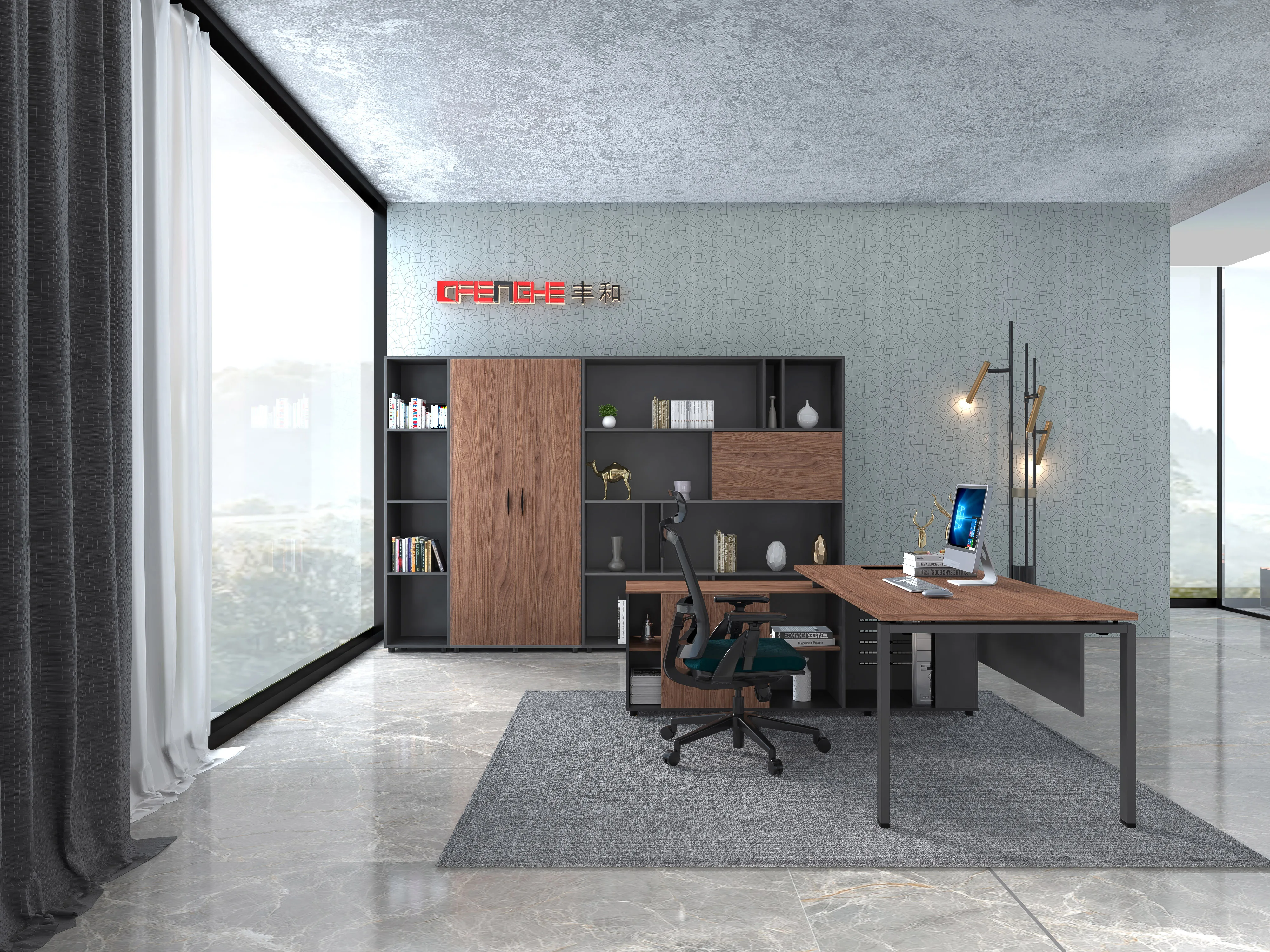 
Foshan Furniture L Shaped Top Unique European Table Office Desk 