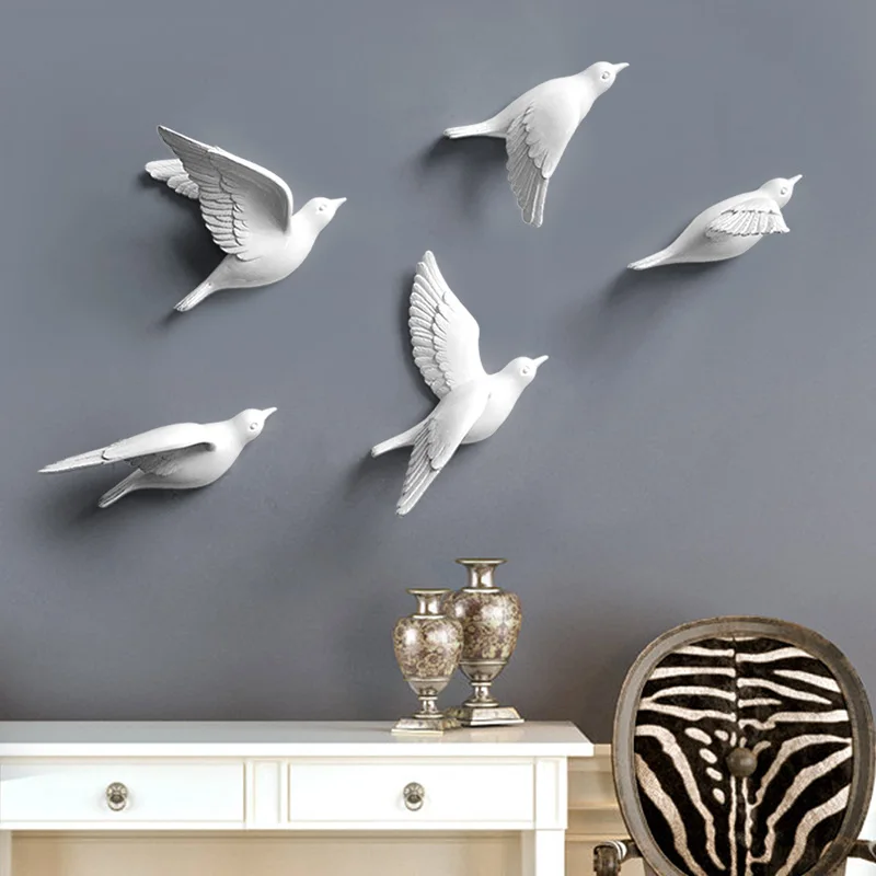 

Wall decor animal bird shape wall art garden room decor creative 3d dimensional mural sticker resin crafts bird wall decorations