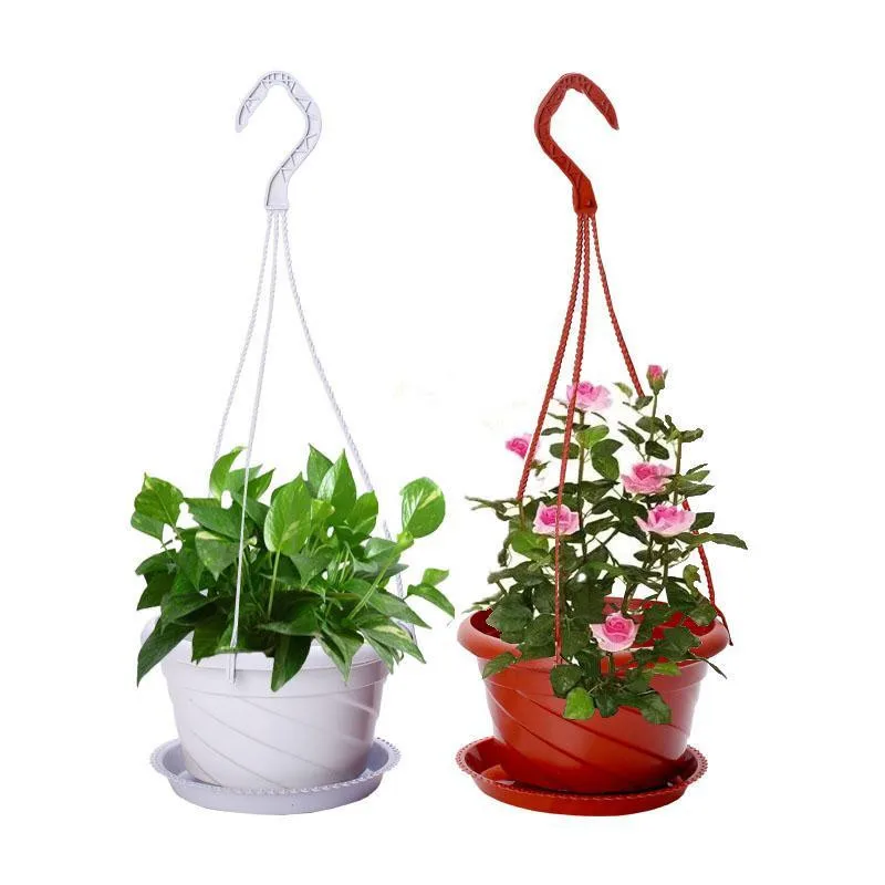 

AAA345 Home Durable Plant Garden Supplies Plastic Hook Horticulture Flower Pots Round Succulents Hanging Flowerpot, Multi colour