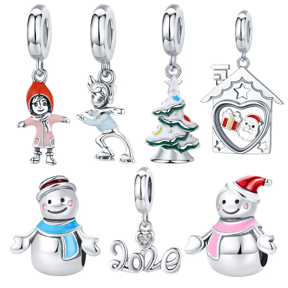 

New S925 Silver Sterling Silver Christmas Bead Charms For Bracelet Making, Silver color