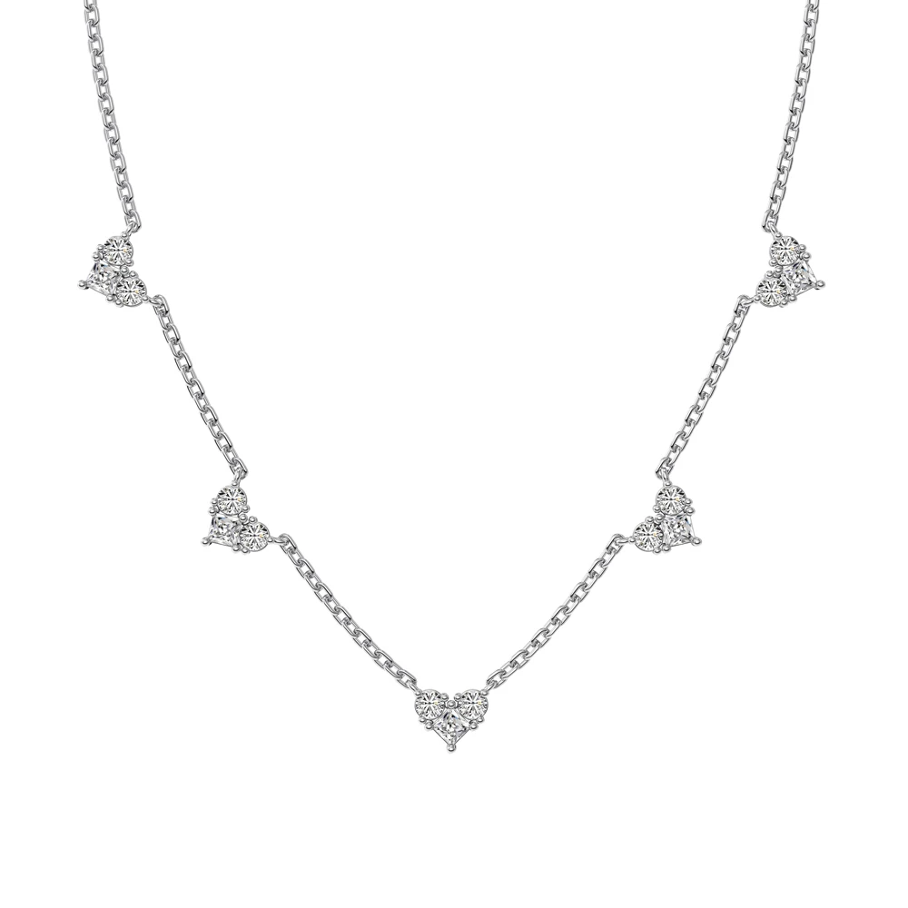 Dylam Delicate Design Wholesale S925 Silver Jewelry 18K Gold Plated Heart Pendant Necklace Cz Cubic Zirconia Necklaces for Women