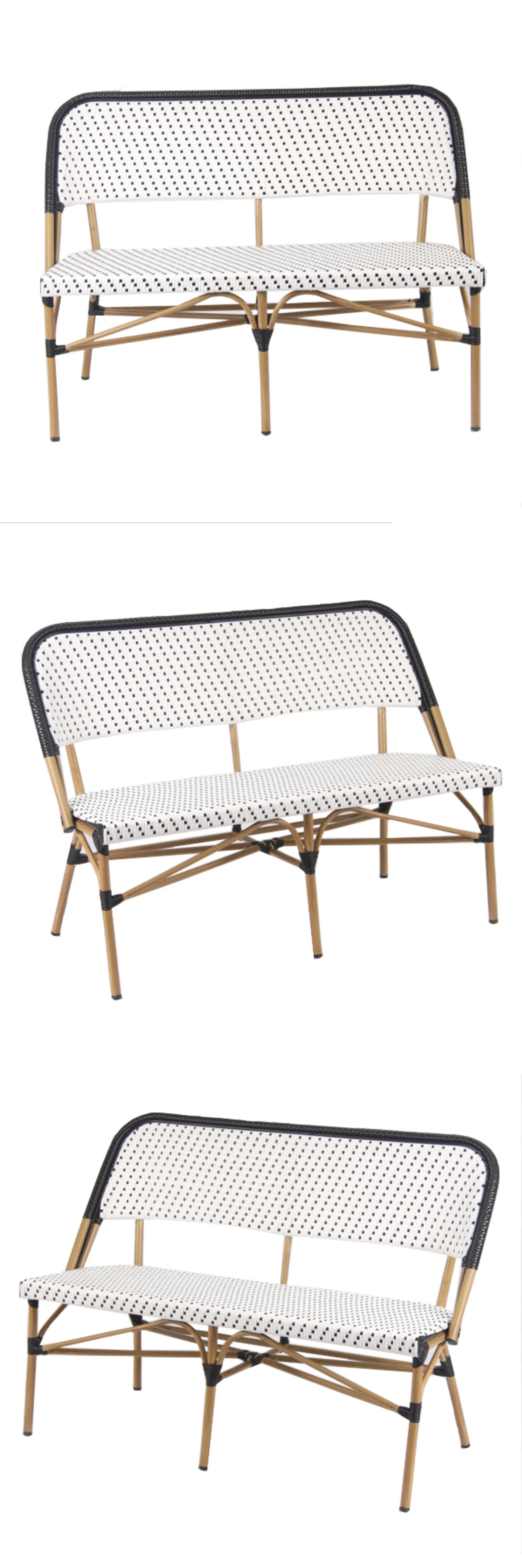 High Quality Outdoor rattan chair Garden Furniture Metal wicker Dining rattan double seats chair