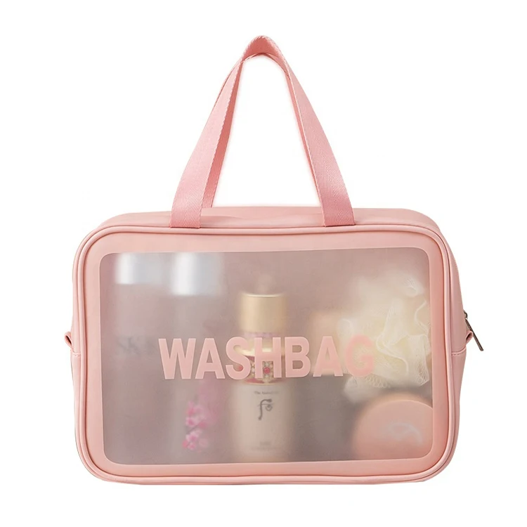 

wholesale drop shipping travel toiletry tote cosmetiquera bolsa de maquillaje zipper pink waterproof transparent wash bag, Pink,black,white