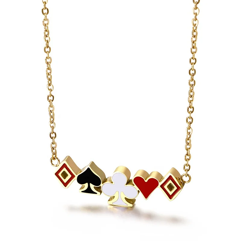 

Wholesale unique womens enamel pocker suit pendant stainless steel necklace jewelry