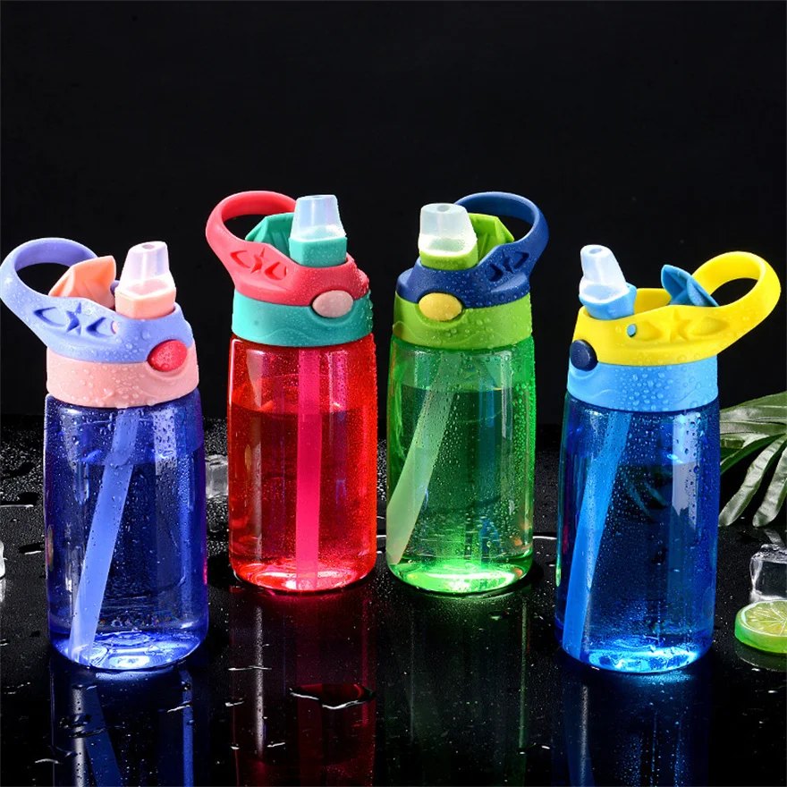 

Custom Logo Bpa-free Baby Cute School Water Bottle Leakproof Sippy Cup Plastic Kids Sport Drink Water Bottle With Straw