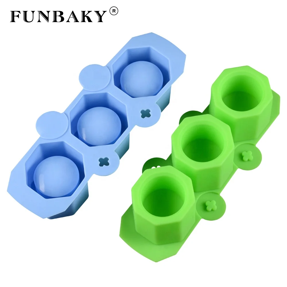 

FUNBAKY Ice cream silicone mold low resistant ice cylinder shape mold 3 cavity ice making tools for whisky, Customized color