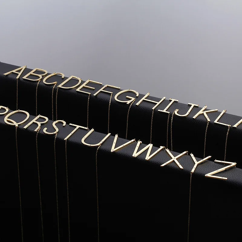 

Best Selling 18k Gold Plating CZ Stainless Steel Alphabet Pendant Neckalce Bling Cubic Zirconia Letter Necklace