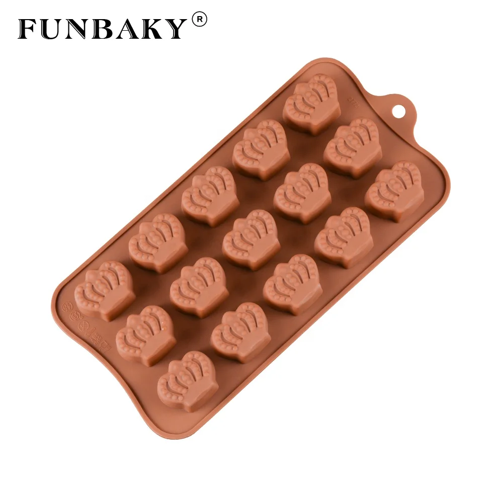 

FUNBAKY JSC2772 Candy making mould 15 cavity crown shape chocolate mold silicone 3 D custom unique break - apart silicone mold, Customized color