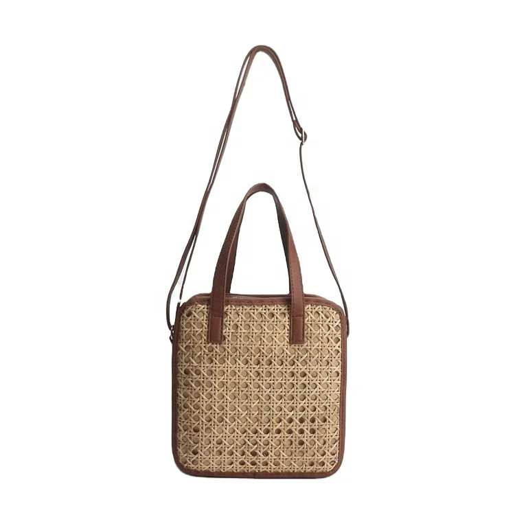 

Wholesale fashion pu leather straw beach messenger bag summer crossbody shoulder bags, Customizable