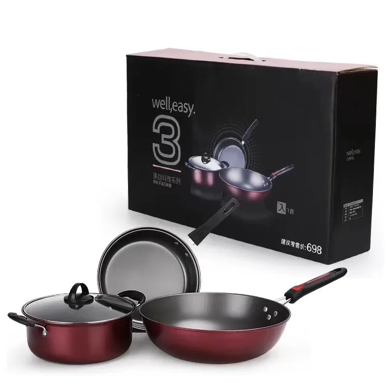 

Hot Sell Frying Cookware Non Stick Deep Fry Pan Set, Black