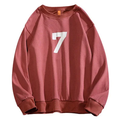 

MWK78 Hip-hop oversized tshirt pullover lucky 7 collarless plain t-shirts thin couple tshirt loose