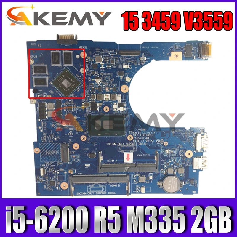 

For 15 3459 V3559 Motherboard 085Y8T CN-085Y8T 85Y8T With SR2EY i5-6200 AAL15 LA-D071P R5 M335 2GB DDR3L