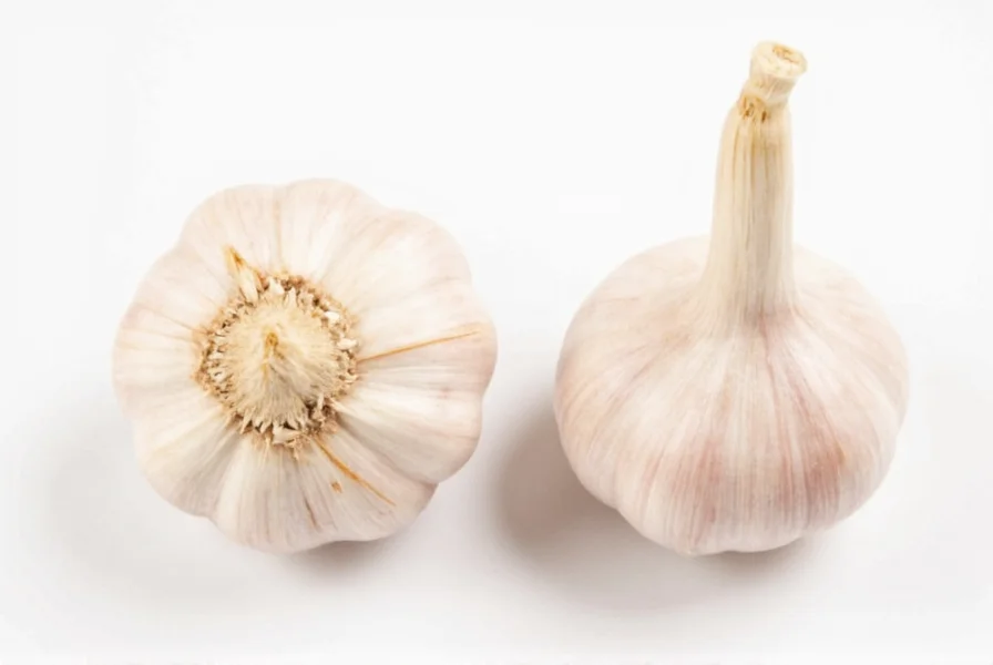 Close-up comparison of whole garlic bulb with separated cloves