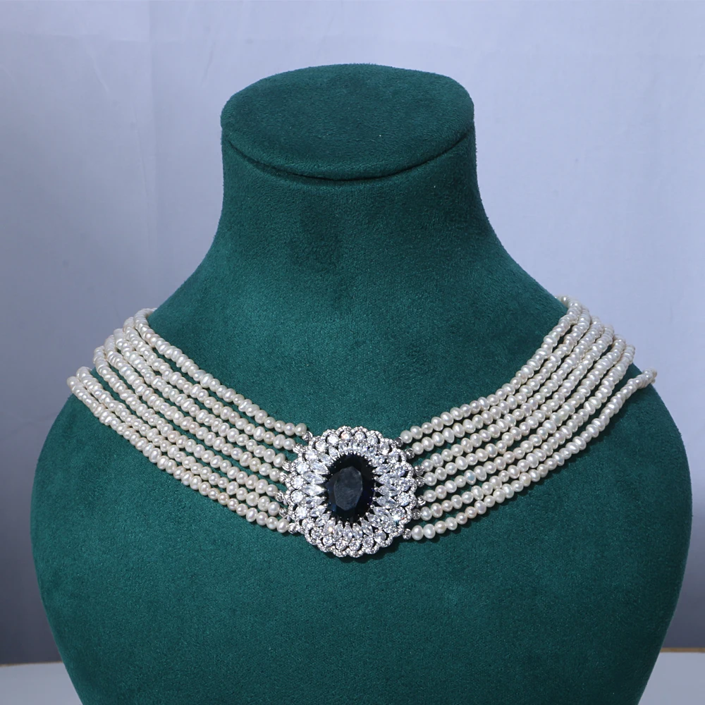 

2020 fashion hot sale jewelry sets Rhodium plated freshwater pearls necklace for girls