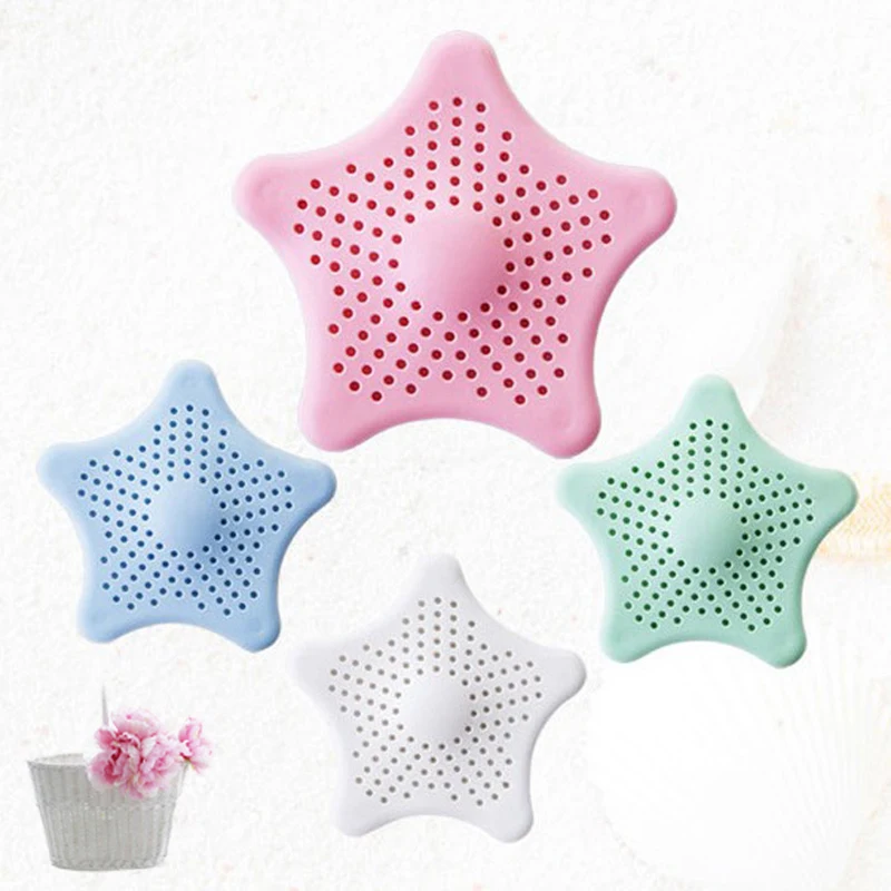 

Anti blocking Floor Drain Silicone Sucker Sewer Outfall Strainer pentagram Catcher Hair Stopper Filter Bathroom Kitchen Accessor