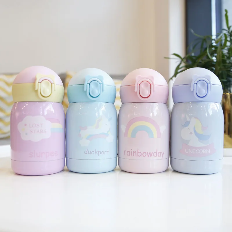 

Seaygift 2020 new year 350ml children cute Unicorn bottle insulated double walled stainless steel school water bottle for kids, As picture
