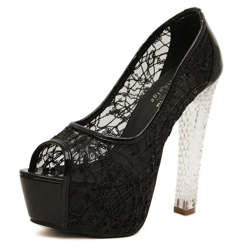 

Factory Sale Ladies Pumps Sexy High Heels Mesh Crystal Stilettos Sandals Fashion All-Match Party Pumps