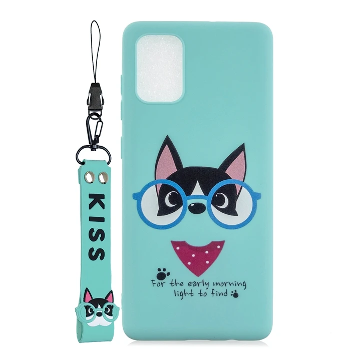 

Wrist Strap Cartoon Soft TPU Case For Samsung Galaxy S20 Plus S20 Ultra A51 A71 S21 FE Frosted Matte Silicone Gel Skin Cover