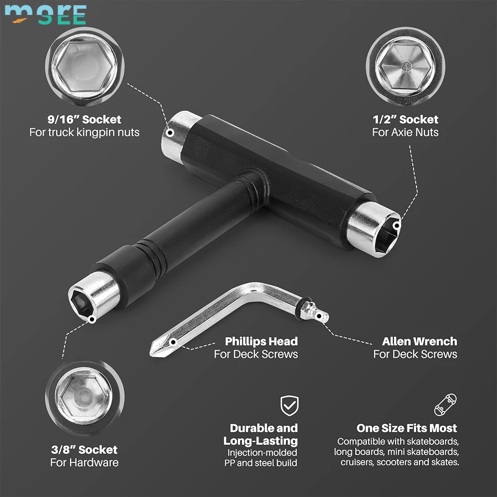 SeeMore Brand Portable Allen Wrench Phillips Head Screwdriver for Skateboard Longboard Roller Skate T Tool